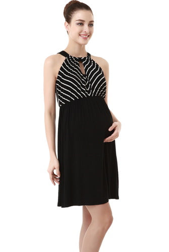 Momo Maternity Keyhole Halter Neck Dress Momo Maternity Keyhole Halter Neck Dress