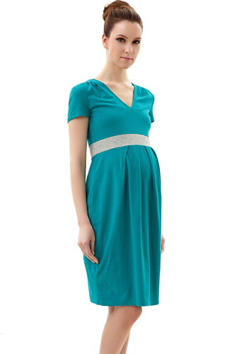 aqua blue maternity dress Dusty Blue Tulle Maternity Gown: Long Sleeve Photo Shoot Dress