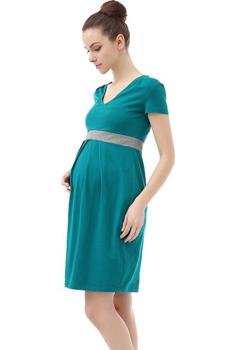 Momo Maternity Contrast Pleated Dress Momo Maternity Contrast Pleated Dress