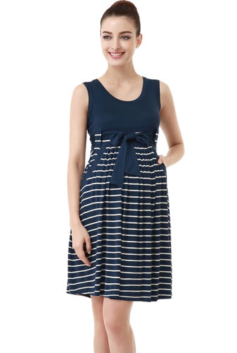 Momo Maternity Scoop Neck Striped Dress MOMOBABY Momo Maternity Scoop Neck Striped Dress MOMOBABY