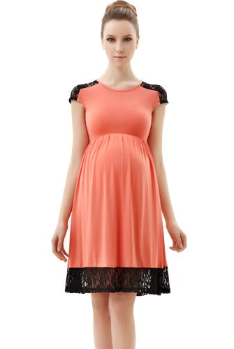 Momo Maternity Lace Insert Skater Dress Momo Maternity Lace Insert Skater Dress