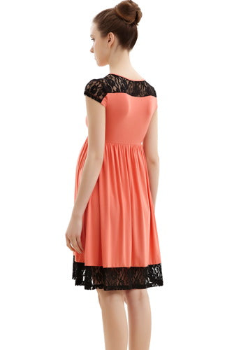 Momo Maternity Lace Insert Skater Dress Momo Maternity Lace Insert Skater Dress