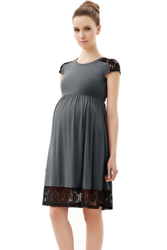 Momo Maternity Lace Insert Skater Dress Momo Maternity Lace Insert Skater Dress