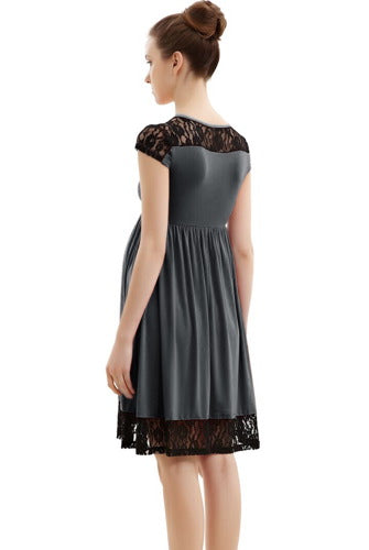 Women's Maternity Lace Insert Skater Dress | Momo Maternity MOMOBABY Women's Maternity Lace Insert Skater Dress | Momo Maternity MOMOBABY