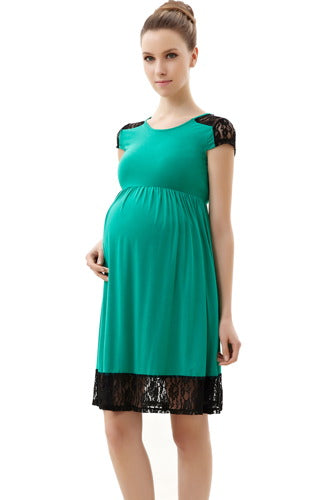 Momo Maternity Lace Insert Skater Dress Momo Maternity Lace Insert Skater Dress